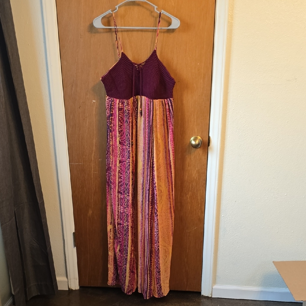 Xhilaration Purple and Orange Boho Maxi Dress